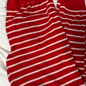 Red and White Striped Knit Pants